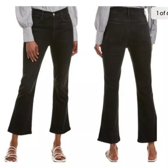 FRAME Denim Le Sylvie Kick Boot Black Jeans Boot Cut Slight Flare - Picture 1 of 8